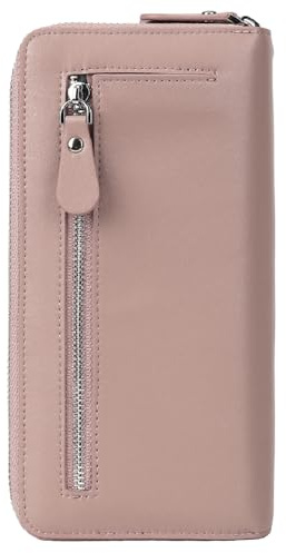YALUXE Women's Double Zipper Leather Wristlet Wallet Cell Phone Purse Card Holder RFID Blocking