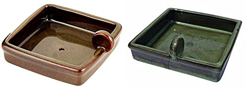 Wildlife World Hedgehog Snack Bowl, Green/Brown Glazed Finish & Hedgehog Water Bowl