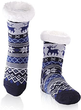 FUSACONY Chaussettes douillettes pour homme Antidérapantes Douces et confortables Chaussettes d'hiver épaisses et chaudes Cadeaux pour hommes 39-47