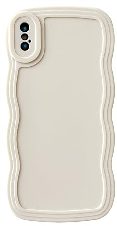 Caseative for iPhone X/Xs Case, Solid Color Curly Wave Frame Soft Compatible with iPhone Case (White,iPhone X/Xs)