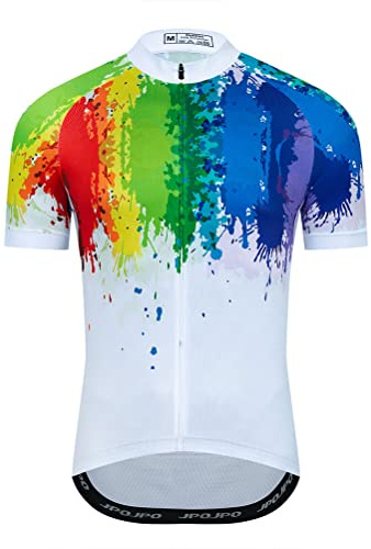 Colorful Cycling Jersey Men, Short Sleeve Mountain Dirt Bike Shirt MTB Clothing Biking Gear Tops Riding Road Outfit BMX Clothes Bicycle Apparel Ciclismo Uniform 2XL