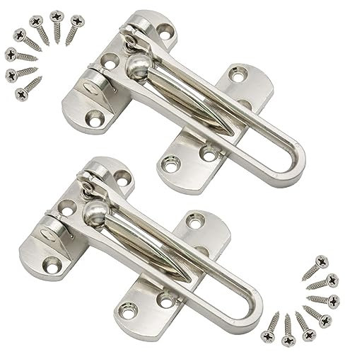 Yosawo 2 PCS Door Lock Latch,Home Security Door Lock, Swing Bar Door Lock,Safety Childproof Reinforcement Door Stopper,Hotel Door Latches with Screws（Silver/SY）