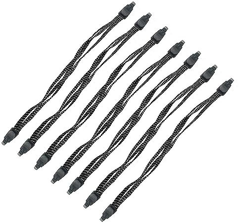 7er Pack 65cm Fahrrad Gepäckspanner | Spanngurt Gepäckträger Set | Fahrradträger Spanngummi | Gepäckgummi mit 2 Haken | Gepäckspanner schwarz-weß - Expander Spannseil Fahrradgurt zur Ladungssicherung