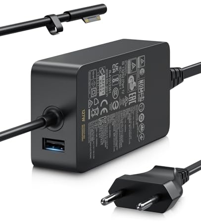127W Surface Ladekabel, 15V 8A Microsoft Ladegerät Netzteil für Surface Book 3/2/1, Surface Laptop Studio 2/1, Surface Pro 11/10/9/8/7+/7/6/5/4/3/X, Surface Laptop 7/6/5 4/3/2,Surface Go, mit USB-Port
