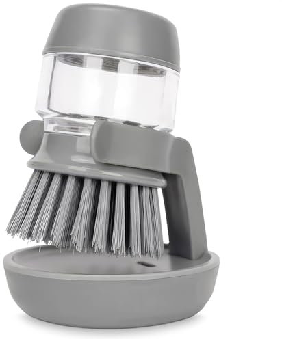 AIMIXUN Cepillo para Fregar Platos, Cepillo de Cocina con Soporte con Dispensador de Jabón Cepillo Lavaplatos para Limpieza de Fregadero