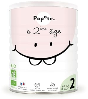 POPOTE - Lait Infantile 2eme Âge Bio 400 g - Lait En Poudre Dès 6 Mois - Formule complète - Avec des Protéines, DHA et Vitamines - Format Refermable Pratique - Préparation Facile