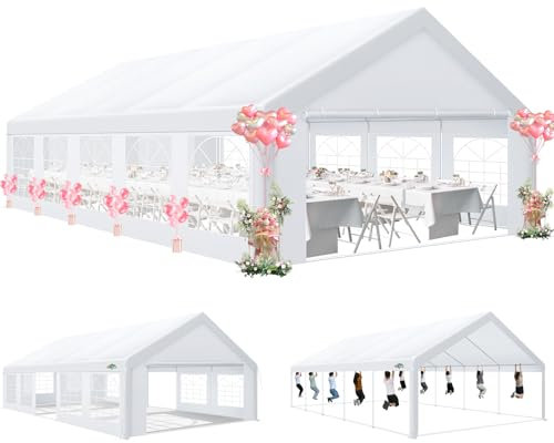 COBIZI Partyzelt 5x10,Metall Gestell Gartenzelt,Pavillon Wasserdicht verdickte PE-Plane,Robustes Zelt mit Vier Windleinen,UV-Schutz 50+, Große Luxus Hochzeitszelt Gartenpavillon 50m²,Weiß
