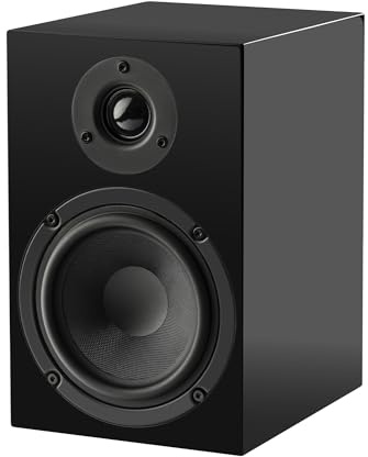 Pro-Ject Speaker Box 5 E, altoparlante HiFi da scaffale con 2 direzioni, basso/media in fibra di vetro da 5 pollici, robusto alloggiamento in MDF, con copertura per altoparlante (nero)