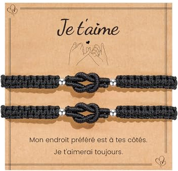MANVEN Bracelet Couple Cadeau Couple Saint Valentin Anniversaire Noël Pour Lui Elle Bracelet Amoureux pour 2 Homme Femme Amis Amies Maris Épouses Bresilien
