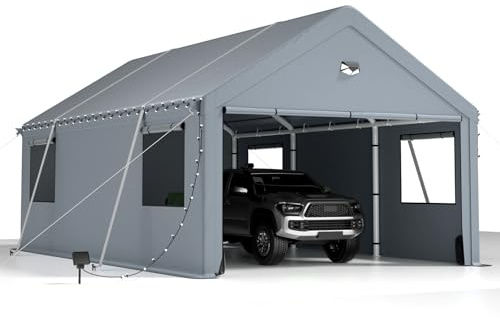 Carports 12X20 Heavy Duty，Car Port with 180G Removable Side Walls, Carport Canopy, Portable Car Port Garage, Car Shelter All Weather,Grey