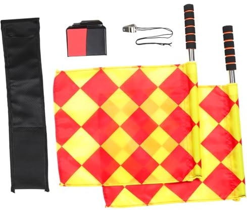 iplusmile Tarjetas Árbitro Fútbol con Banderas de Árbitro Resistentes y Silbato Metálico Set Completo para Entrenamientos y Partidos Banderines Duraderos con Mango Antideslizante Accesorios