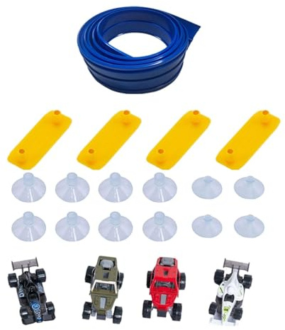 ＡＷＨＡＯ Pista de Carreras Flexible Flex Tracks, Pista de Carreras Enrollable Portátil Y Larga para Niños, Azul 500x8cm Básico
