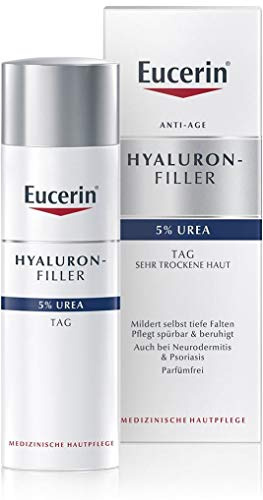 Eucerin Hyaluron-Filler 5% Urea Anti-Falten Tagescreme, 50ml, 2er Pack (2 x 50ml)