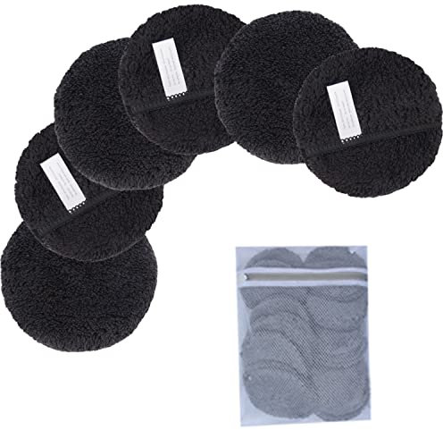 KinHwa Almohadillas Desmaquillantes Reutilizables Discos Desmaquillantes de Algodón, Almohadillas Cosméticas de Maquillaje Lavables Desmaquillador Make Up Limpieza Facial Pad 6 paquete Negro