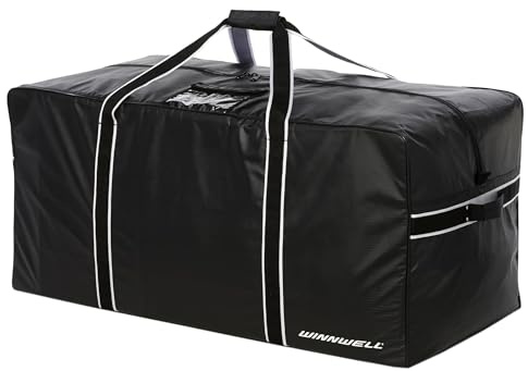 Winnwell Classic Team Hockey Bag - Sports Equipment Bags For Ice Hockey, Football, Ringette Gear - Stores Shoulder Elbow Shin Pads, Gloves, Skates, Neck Guard, Helmut, Tape (Youth Black)