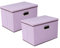 Youyijia 2 Pack Storage Boxes with Lids 45x30x30cm Large Collapsible Storage Cube for Shelves Foldable Linen Fabric Storage Boxes for Homes & Offices(Purple)