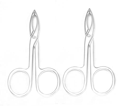 Motanar 2 Pieces Tweezers Scissor Handle Straight Tip Scissor Shaped Eyebrows Tweezers for Hair Plucker Remover Facial Hair Eyebrows Care (Silver)