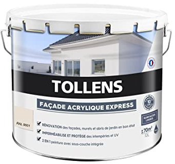 Tollens - Peinture Façade Acrylique - Pour Murs Extérieurs, Murets, Abris de Jardin - Mat - Ton Pierre - 10L = 70m2 3T28871