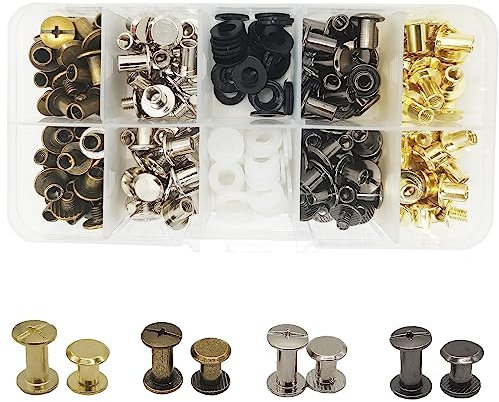 80 Sätze(240 Stück) Chicago Schrauben, M5x6/8mm Bindungsschraube Leder Nieten Kit, flache Kreuz Kopf Metall Nieten, Ersatz Reparatur Kit, Handwerk Hals Geldbörse(4 Farbe)