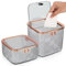 BELLE VOUS Small Desktop Trash Cans with Lids (2 Pack) - Mini Plastic Waste Bins for Desk, Table, Office, Kitchen, Bedroom or Bathroom - 1.4L & 2.2L Garbage Cans