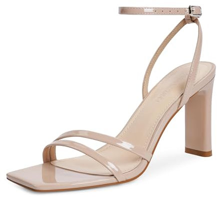 MIRAAZZURRA Damen Sandalen Klobig High Heel Quadratische Offene Zehe Slingback Heel Sandalen with Ankle Strap für Kleider Party Schuhe Nackt 39