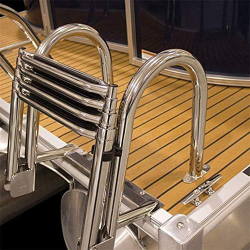 ZERAPH Boat Ladder, Telescopic Ladder, Removable 4-Step Bath Ladder, Ponton Boat Ladder, High Performance Folding Telescopic Pool Ladder, Dock Ladder with Black, Extra Wide Step
