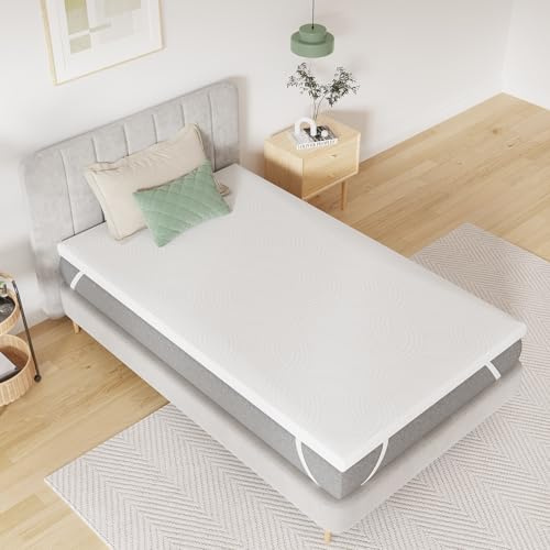 Novilla Sobrecolchón, 120x190 7.5 cm Topper Colchón de Fibra, Sobrecolchón de Espuma Confort y Lavable a 60°C, Transpirable y Fresco, Blanco