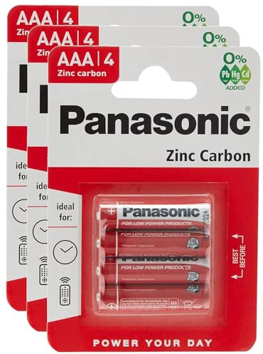 PANASONIC Confezione da 3 blister da 4 batterie di zinco-carbonio AAA R03-1,5 V
