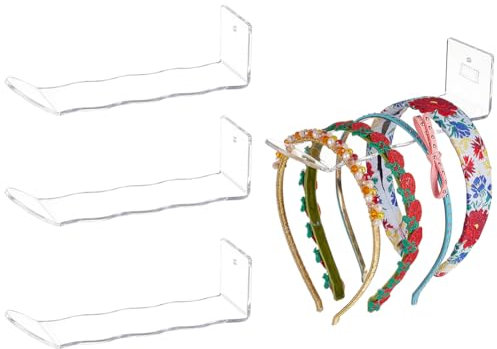 PH PandaHall 4 Pack Acrylic Headband Holder Scrunchie Organizer Headband Floating Shelves Wall Mounted Headband Display Stand Rack for Wall Bathroom Bedroom Store Storage and Decoration