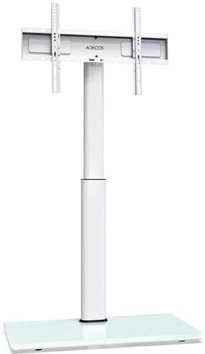 AOKCOS TV Ständer Bodenständer Höher 1.6m für 43-75 85 Zoll Fernseher, Neigbar Schwenkbar Höhenverstellbar Fernsehständer, Universal TV Standfüße Standfuss Max VESA 600x400mm 50KG (Weiß)