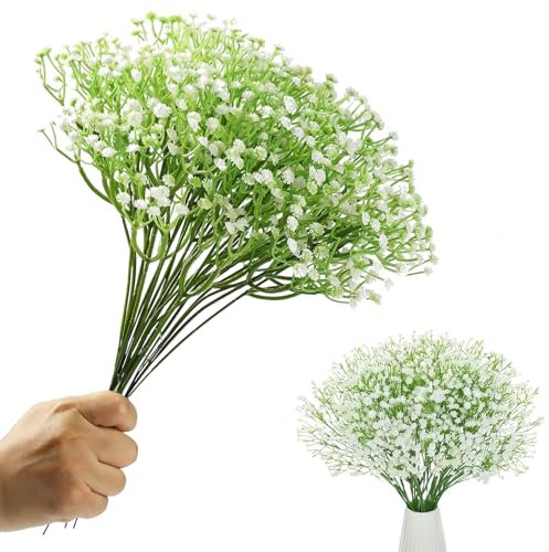 Yhjxly Gypsophila, fiori artificiali, 20 pezzi, colore bianco, per bouquet da sposa, decorazione di nozze