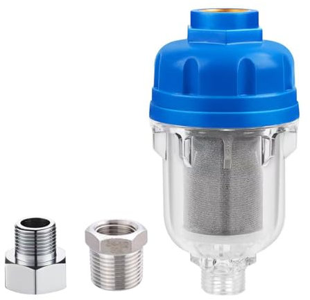 Filtro Acqua Doccia 1/2 3/4 Filtro anticalcare Lavatrice con Filtri di Precisione da 40 μm e Adattatori Può Filtrare Efficacemente le Impurità Nell'acqua per Pozzo, Rubinetti, Scaldabagno