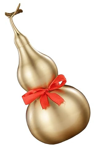 VINTORKY Brass Gourd Statue Feng Shui Luck Ornament Open Leaf Design Chinese Style Home Decor Wealth Figurine Collectible for Housewarming and Office Display