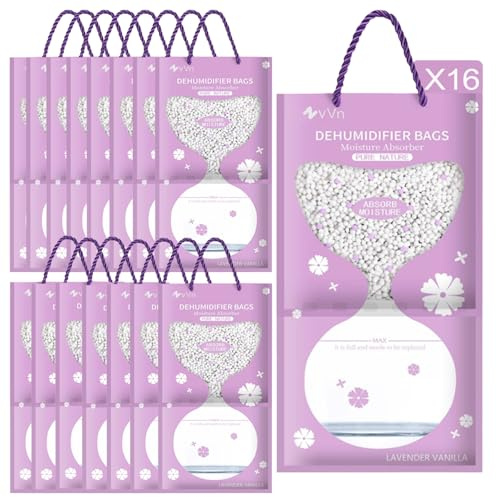 Bolsas Antihumedad Armarios,Set 16 Pzas de 100g Protección Contra Olores y Moho,Bolsas Antihumedad para Armario, baño,Wardrobe,Coche(Púrpura)