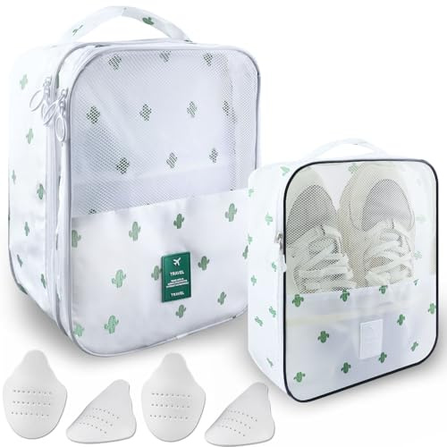 GZqiancang Lot de 2 sacs à chaussures de voyage portables avec 2 paires de protections anti-plis pour les voyages, le bureau, la salle de sport, le camping et les sports de plein air