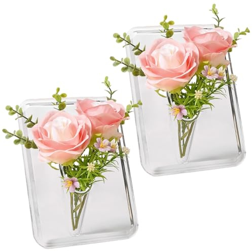 Niuhong 2 Pcs Klare Acryl Vase Kreative Kunst Fotorahmen Förmige Vasen Blumenvase Transparent Desktop Dekoration Ornamente Elegantes Blumen Display Moderne Deko Heim Büro Tischdeko (A)