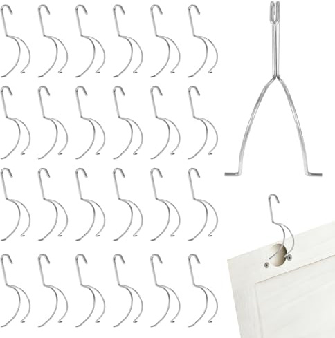 Zoketriton 25 Pack Cabinet Door Painting Hangers Stainless Steel No-Drill Metal Painting Hanging Hooks Cabinet Door Brackets Easy to Apply Spray Drying Rack Clips for Wood Working Tools Accessories
