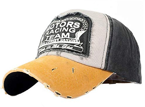 Tuopuda Cappellino Baseball Vintage Unisex Snapback Pianura di Hip-Hop del Berretto da Baseball Cotone Moto Tappo, Giallo