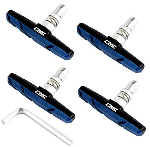CNC V-Brake Bremsschuhe,2 Paar V Bremsen Bremsbeläge, Felgenbremse Beläge Bremsgummi,Cantilever Bremsbacken-Fahrrad Bremsblöcke,Schwarz Blau
