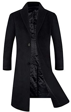 iCKER Mens Wool Coat Long Trench Coat Peacoat Jacket Slim Fit Casual Overcoat Outwear