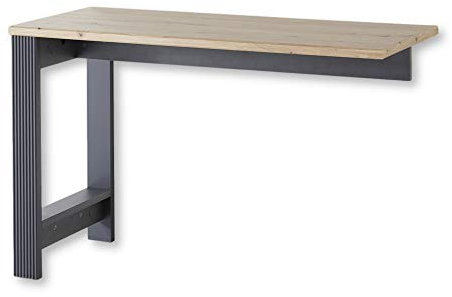 Stella Trading JASMIN Schreibtisch Winkel in Graphit, Artisan Eiche Optik - Eckschreibtisch Erweiterung für mehr Arbeitsfläche - Landhausstil Büromöbel Komplettset - 120 x 76 x 50 cm (B/H/T)