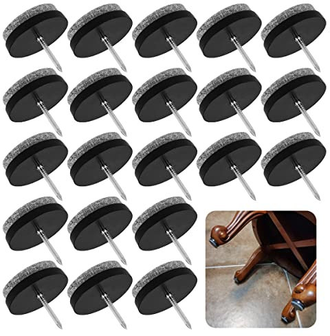 Clavo de Almohadilla, 80 Piezas Tacos para Sillas, Fieltro Patas Protectores para Suelo, 22 mm Almohadilla de Fieltro Negro para Muebles