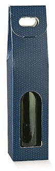 10 scatole per 1 bottiglia vino verticali modello bordolese, borgognotta robuste strenne natalizie cartone accoppiato e maniglia esterna cm.9 x 9 x 38,5 h SPOT BLU