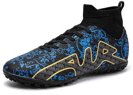 CERYTHRINA Herren Fußballschuhe High Top Fussballschuhe Outdoor Athletics Team Trainingsschuhe Stiefel Jugendliche Anti-Rutsch Spikes Turf Schuhe Schwarz 34
