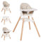 Komcot Baby High Chair, 6 in 1 Wooden Convertible High Chairs for Babies and Toddlers, Booster Seat with Double Tray & Reversible Footrest, 5-Point Harness, Beige