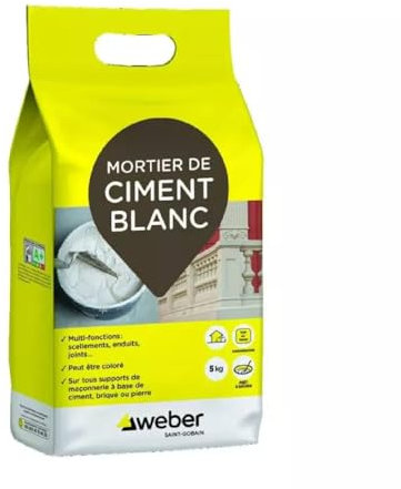 WEBER Ciment Blanc pour réparation et travaux rapides de maçonnerie, mortier, 5kg