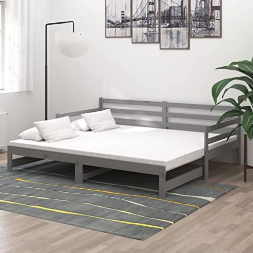 NITCA Divano Letto Matrimoniale, Letto a Scomparsa, Grigio, Legno Massello di Pino