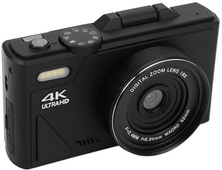 Cámara Digital, Cámaras 4k para Fotografía, Cámara de Video Retro con Enfoque Automático de 64MP UHD 4k 18X con Balance de Blancos, Disparo Continuo, Estabilización y Detección