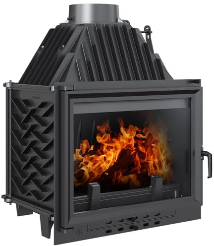 KRATKI Kamineinsatz ZUZIA ECO 12 kW – Gusseisen-Kamineinsatz mit Ø 180 mm Rauchrohr, sauberes Glas-System, Dreifach-Belüftung & hoher Wirkungsgrad