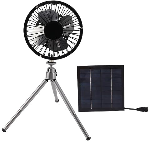 Soldriven Fläkt, 20W Campingfläkt med Solpanel, 13 Cm Solpanelsdriven USB-fläkt och Fäste, Solfläkt för Utomhusbruk, Picknick, Grill, Fiske, Resor